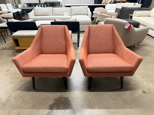 Pair of Angle 33" Lounge Chairs - Rosehip Orange