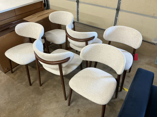 Set of 6 Odin Dining Chairs - Walnut And Camelia Ivory