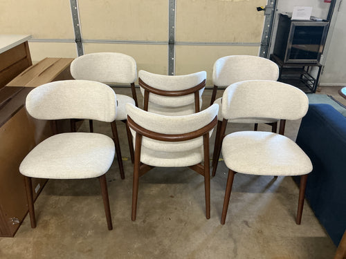 Set of 6 Odin Dining Chairs - Walnut And Camelia Ivory