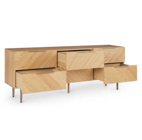 Nera 6-Drawer Low Triple Dresser - Oak