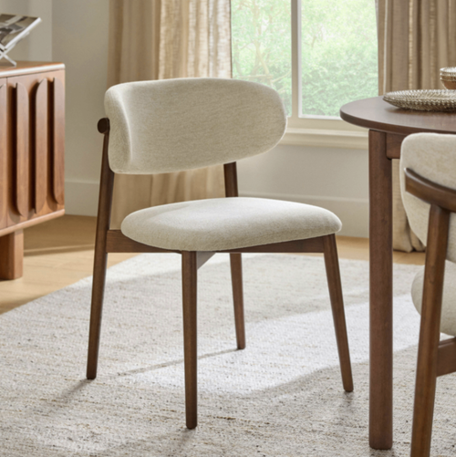 Set of 6 Odin Dining Chairs - Walnut And Camelia Ivory