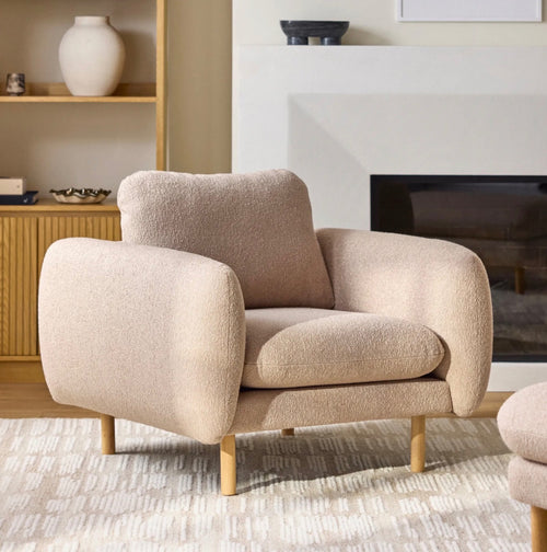 Sanders 37" Lounge Chair - Sandstone Wool Bouclé