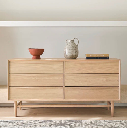 Lenia 6-Drawer Double Dresser - White Oak