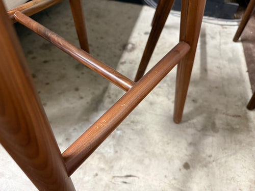 Pair of Sede Leather Bar Stools - Walnut And Black