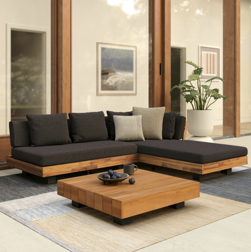 Lubek 82.5" Outdoor Low Right Sectional Set - Slate Gray