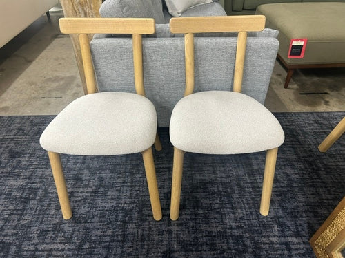 Pair of Ulka Dining Chairs - White Oak And Ratine Ivory