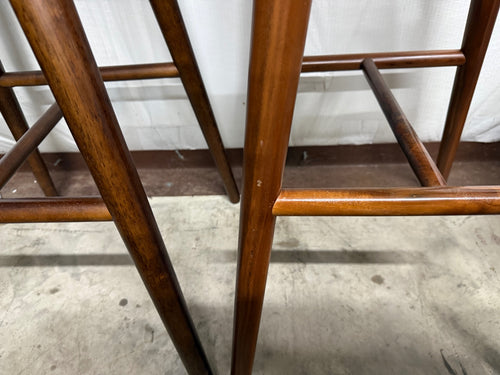 Pair of Sede Leather Bar Stools - Walnut And Black
