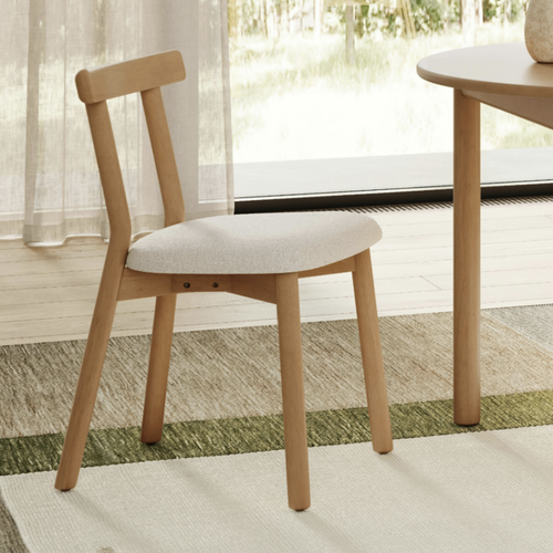 Pair of Ulka Dining Chairs - White Oak And Ratine Ivory