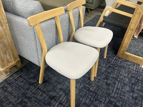 Pair of Ulka Dining Chairs - White Oak And Ratine Ivory