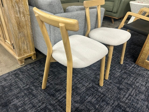 Pair of Ulka Dining Chairs - White Oak And Ratine Ivory