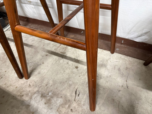 Pair of Sede Leather Bar Stools - Walnut And Black