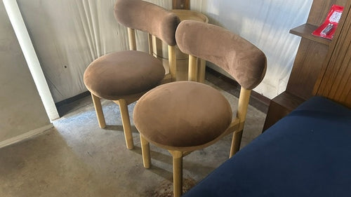 Pair of Munk Velvet Dining Chairs - White Oak And Hale Earth, Performance Velvet