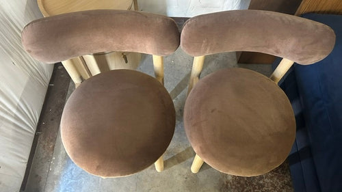 Pair of Munk Velvet Dining Chairs - White Oak And Hale Earth, Performance Velvet