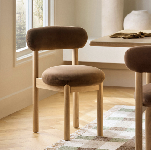 Pair of Munk Velvet Dining Chairs - White Oak And Hale Earth, Performance Velvet