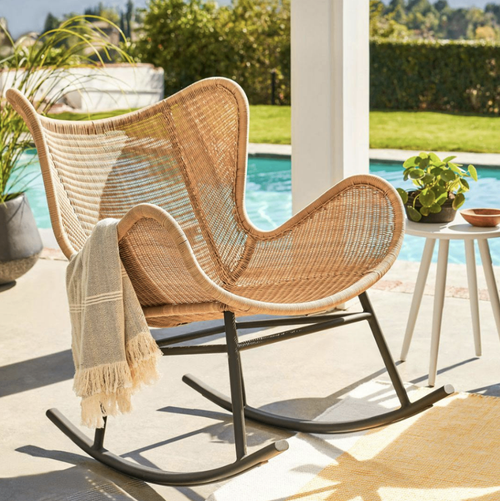 Pair of Beltaine 30.5" Outdoor Rocking Lounge Chairs - Wicker