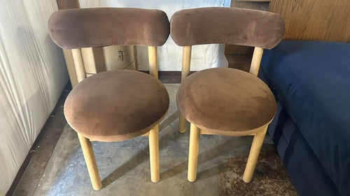 Pair of Munk Velvet Dining Chairs - White Oak And Hale Earth, Performance Velvet