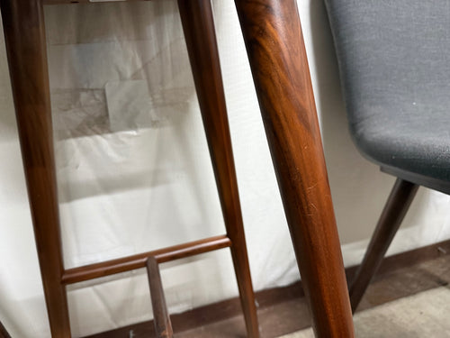 Pair of Sede Leather Bar Stools - Walnut And Black