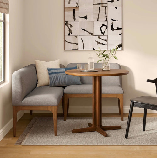 Rosin 55.75" Right Arm Banquette Set - Smoked Oak And Hestia Gray