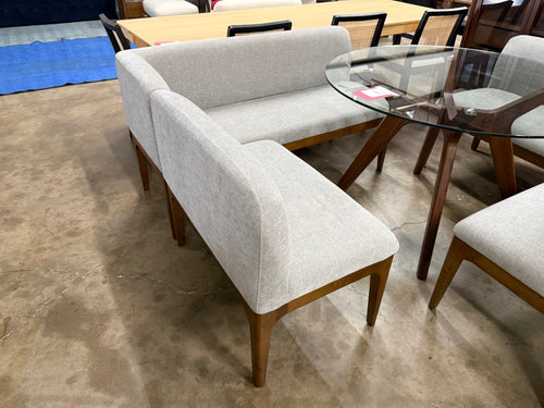 Rosin 55.75" Right Arm Banquette Set - Smoked Oak And Hestia Gray