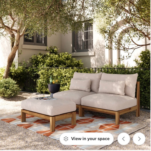 Cove 34.25" Outdoor Ottoman - Basket Beige