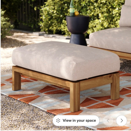 Cove 34.25" Outdoor Ottoman - Basket Beige