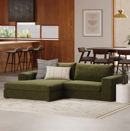 Beta 98" Modular Left Chaise Sectional - Cypress Green