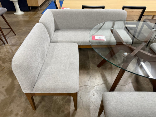 Rosin 55.75" Right Arm Banquette Set - Smoked Oak And Hestia Gray
