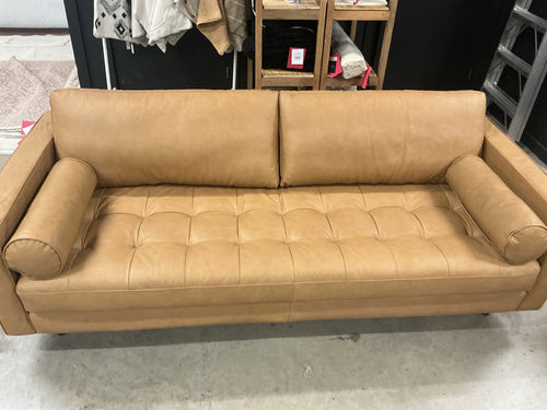 Sven 88" Tufted Leather Sofa - Charme Tan
