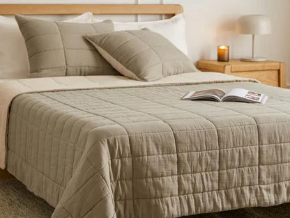 Leni King Gauze Cotton Duo Taupe King Quilt & Sham