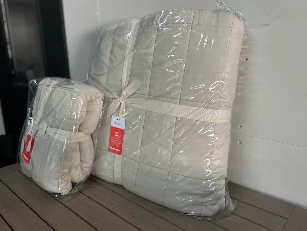 Leni King Gauze Cotton Duo Taupe King Quilt & Sham