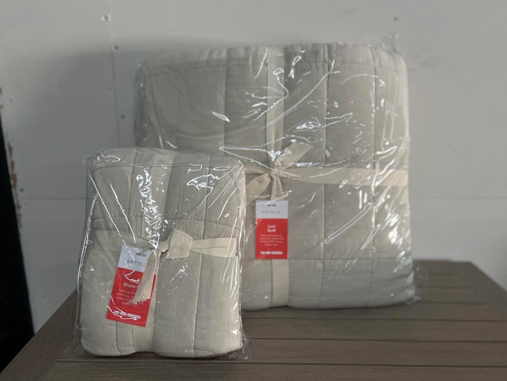 Leni King Gauze Cotton Duo Taupe King Quilt & Sham